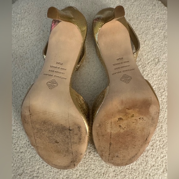 ANTONIO MELANI Metallic Gold Heels Size 8.5 - Picture 9 of 9